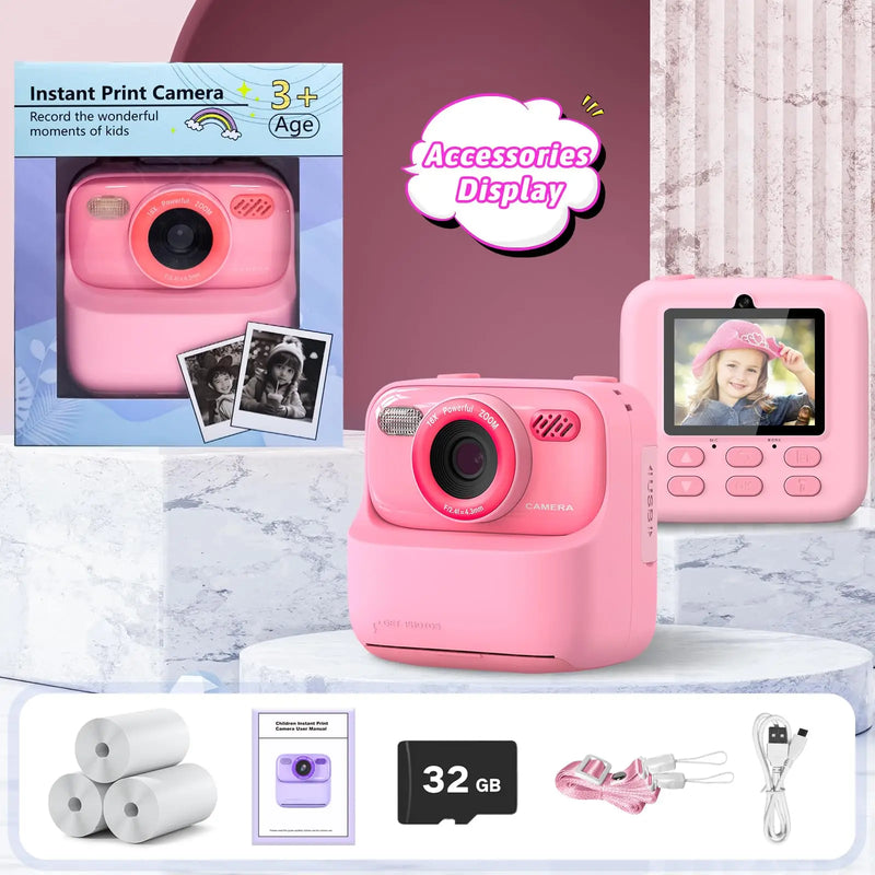 Câmera Digital Mágica 1080p Com Lente Dupla e Impressão (32Gb)