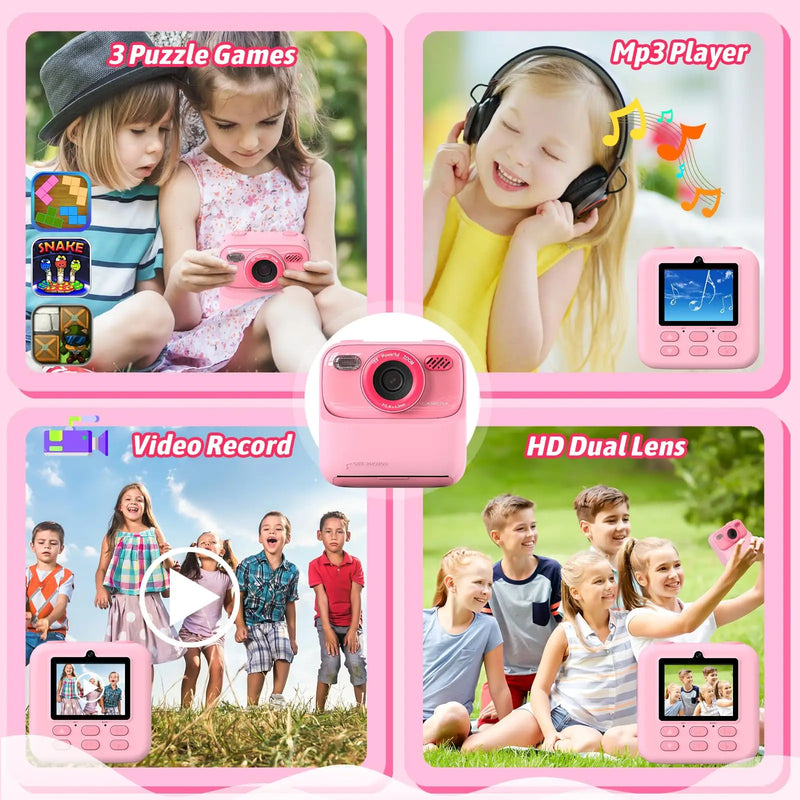 Câmera Digital Mágica 1080p Com Lente Dupla e Impressão (32Gb)