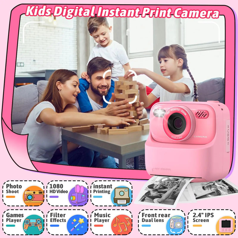 Câmera Digital Mágica 1080p Com Lente Dupla e Impressão (32Gb)